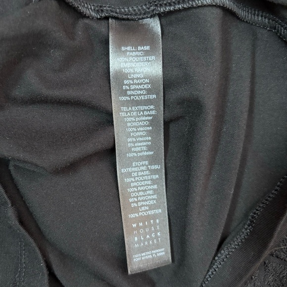 White House Black Market Womens Top XXS Black Long Sleeve V Neck Embroidered - Picture 5 of 6